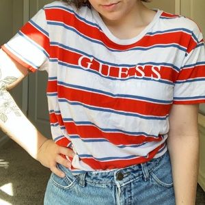 GUESS Los Angeles Striped Embroidered Tee
